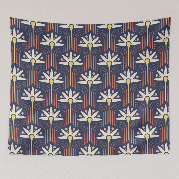Item preview, KF 0066 D - Retro Vintage Lily Flower Minimalist 70s Modern Geometric Floral Pattern designed and sold by KhakiFinch.