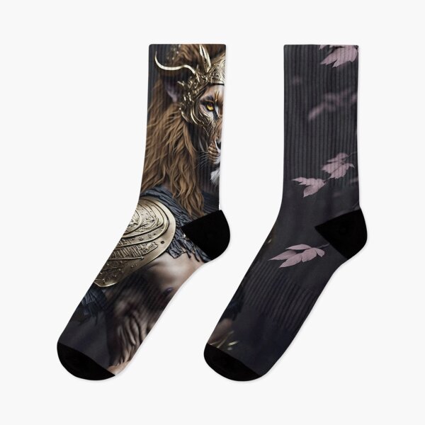 Item preview, Surreal Lion Gladiator - Strong and Majestic Portrait of Wild Animals designed and sold by TheWhimsicalZoo.
