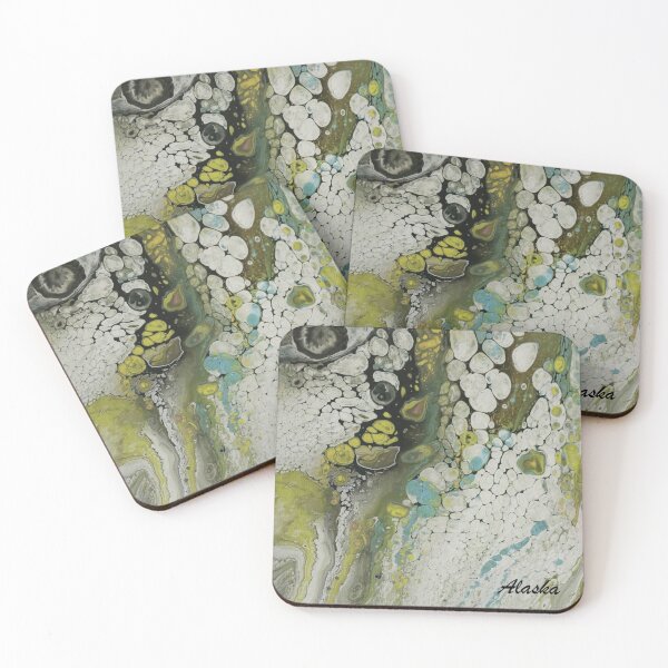 Item preview, Glacial Rocks coasters (full print)  - (IGA) cursive alaska (Tram style) designed and sold by colleranart.