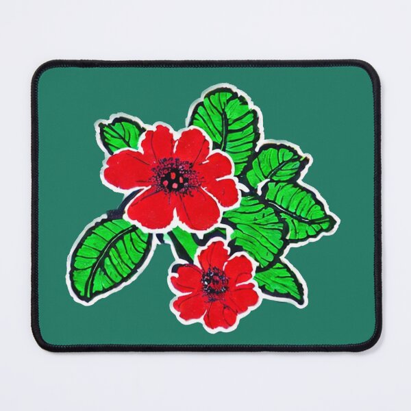 Item preview, Sticker RedFlower green leaves designed and sold by melridger.