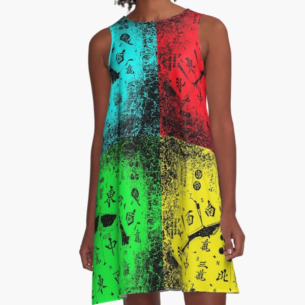Mah Jongg "NEWS" Pop Art A-Line Dress