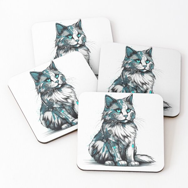 Item preview, FuturaCat - A Sleek and High-Tech Companion for Norwegian Forest Cat Lovers designed and sold by DooodleGod.