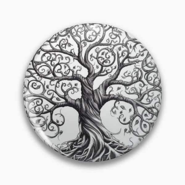 Item preview, Black white Tree of LIfe sketch designed and sold by royalfishgames.