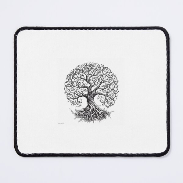 Item preview, Black white Tree of LIfe sketch designed and sold by royalfishgames.