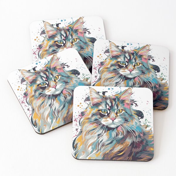 Item preview, WhimsiCat Artworks: Norwegian Forest Cat Impressionistic Painting, Capturing Feline Adorability with Passionate Brushstrokes and Humorous Flair. designed and sold by DooodleGod.