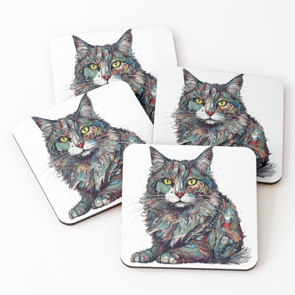 Item preview, Norwegian Forest Cats Art: Creative Mixed Media Design designed and sold by DooodleGod.