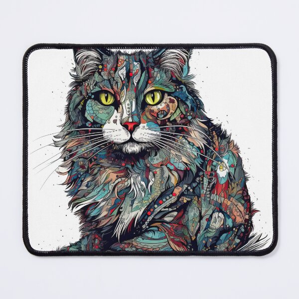 Item preview, Norwegian Forest Cats Art: Creative Mixed Media Design designed and sold by DooodleGod.