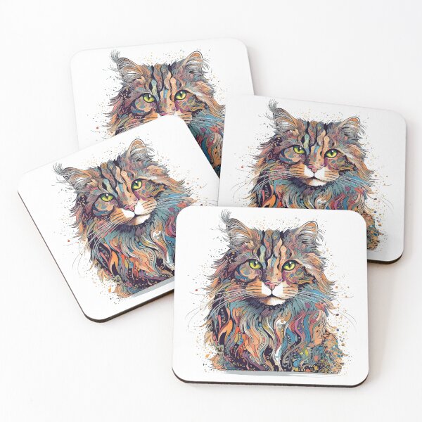 Item preview, Forest Cat Mixed Media Art: Adorable Pet Masterpiece by Norwegian Forest designed and sold by DooodleGod.