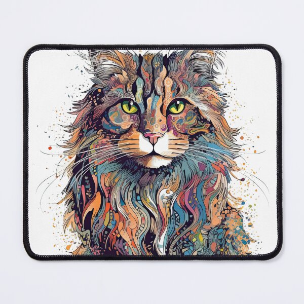 Item preview, Forest Cat Mixed Media Art: Adorable Pet Masterpiece by Norwegian Forest designed and sold by DooodleGod.