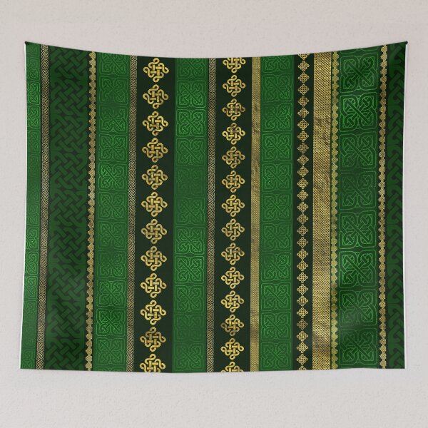 Item preview, Celtic Knot Decorative Gold and Green pattern designed and sold by k9printart.