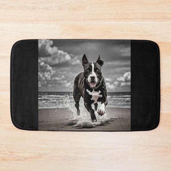 Item preview, Black and White Pitbull on the beach #4 designed and sold by Shiwwa.