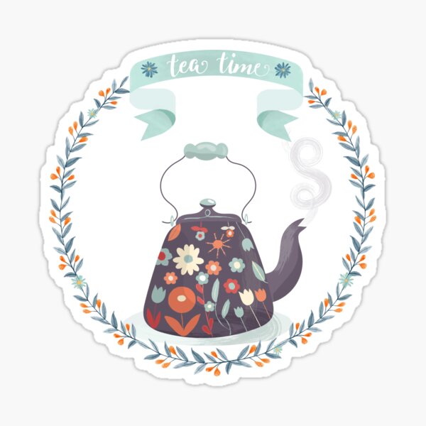 Item preview, Tea Time Floral Tea Kettle designed and sold by BunnyThePainter.