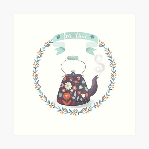 Item preview, Tea Time Floral Tea Kettle designed and sold by BunnyThePainter.