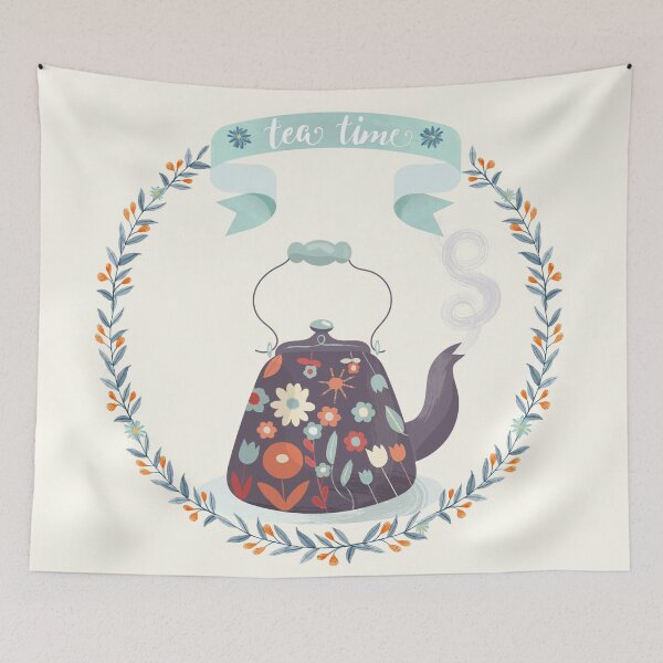 Item preview, Tea Time Floral Tea Kettle designed and sold by BunnyThePainter.