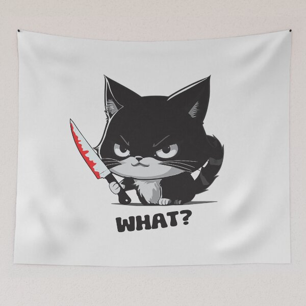 Item preview, Murderous Black Cat With Knife - funny saying designed and sold by VichallanStudio.