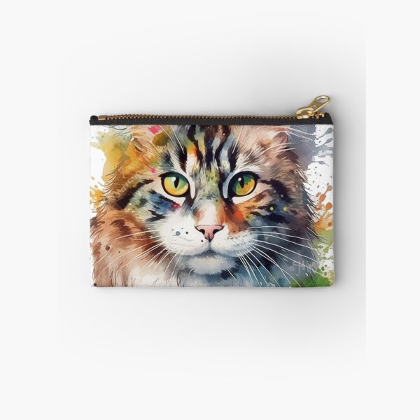 Item preview, Forest Cat Watercolor Portrait: Playful Fluffytail Adventures in designed and sold by DooodleGod.