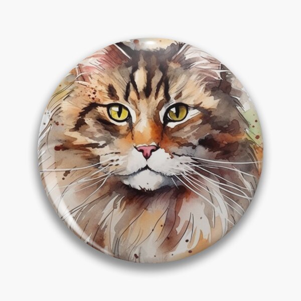 Item preview, Forest Cat Watercolor Portrait: Playful Fluffytail Adventures in designed and sold by DooodleGod.