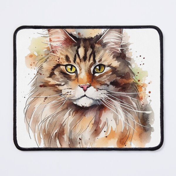 Item preview, Forest Cat Watercolor Portrait: Playful Fluffytail Adventures in designed and sold by DooodleGod.
