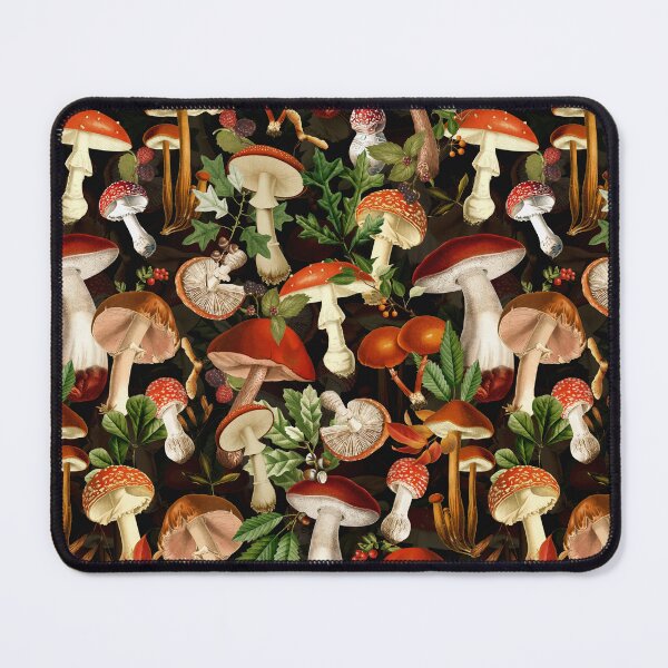 Item preview, Vintage Red Mushrooms Forest Botanical Night Garden Pattern - Black  NightGarden  designed and sold by UtArt.