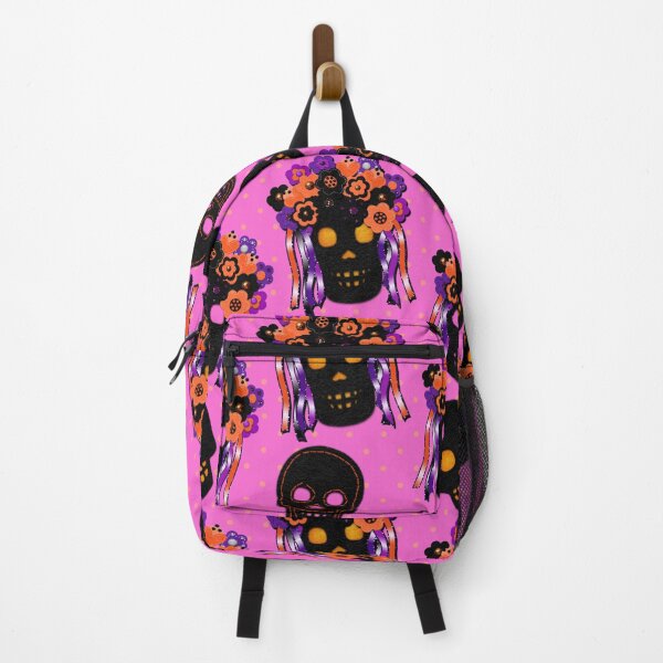 Item preview, Pink Black Halloween Skulls With Floral Crowns Cute Felt Style by Cherie(c)2023 designed and sold by CheriesArt.