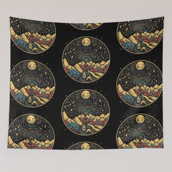 Item preview, Vibrant Mountain Town - Pre-Columbian Pop Art designed and sold by SADStyleDesigns.