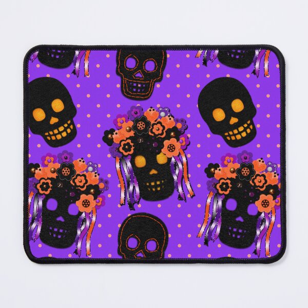 Item preview, Purple Black Halloween Skulls With Floral Crowns Cute Felt Style by Cherie(c)2023 designed and sold by CheriesArt.