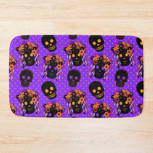 Item preview, Purple Black Halloween Skulls With Floral Crowns Cute Felt Style by Cherie(c)2023 designed and sold by CheriesArt.