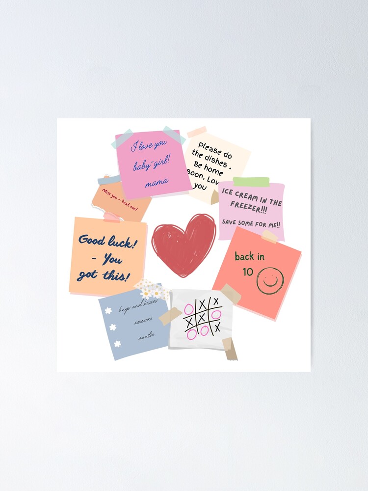 Post-It Sticky Notes Family and Romantic Love Heart Poster for Sale by  Kowalski492