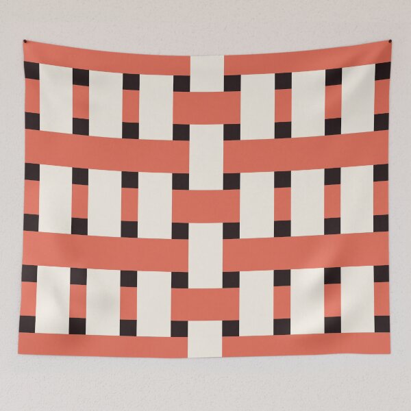 Item preview, Fabric Weave Types #05 - Weft Rib Weave Irregular Pattern - Black and Salmon designed and sold by DesignCentrum.