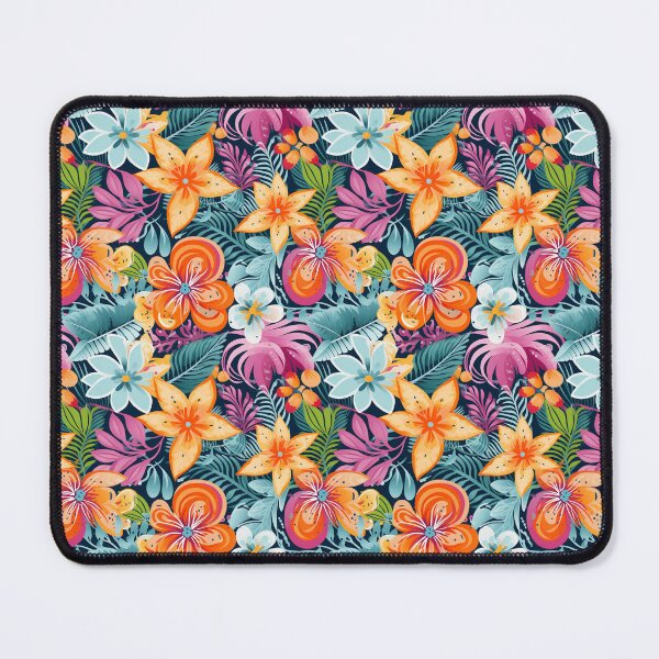 Aperçu de l'œuvre Imprimé floral tropical - Fleurs jaunes - Fleurs bleues - Fleurs orange créée et vendue par ComerPrintCo.