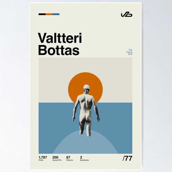 Item preview, Valtteri Bottas Modern Mid Century Poster designed and sold by The Armorsmith.