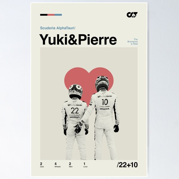 Item preview, Yuki Tsunoda & Pierre Gasly Modern Mid Century Poster designed and sold by The Armorsmith.