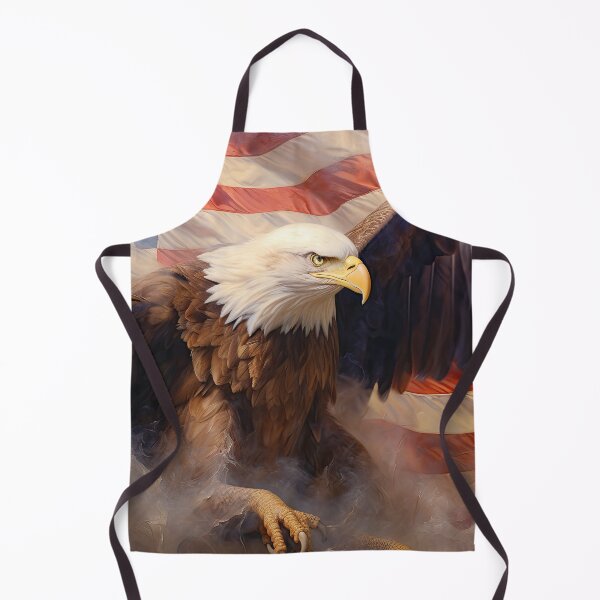 Artikelvorschau, Flügel der Freiheit: Entschlossener Weißkopfseeadler, der mit der Amerikanischen Flagge segelt entworfen und verkauft von Digital-Art-Co.