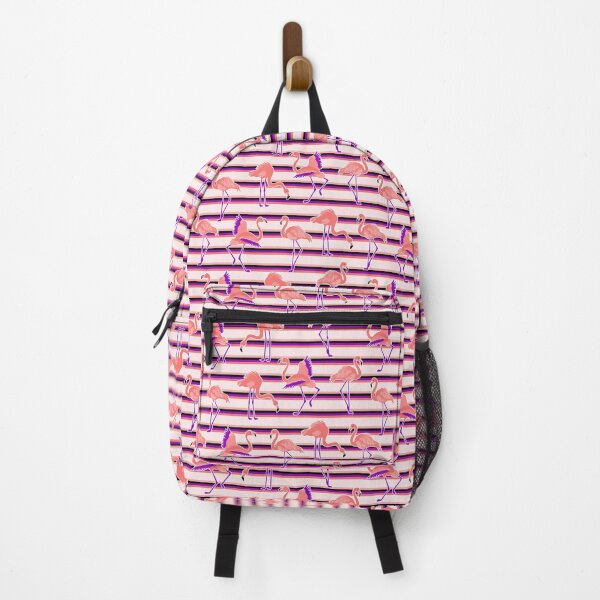 Retro Striped Old School Flamingos Pattern stripes Backpack