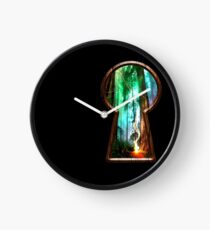 Magic forest behind the keyhole Clock