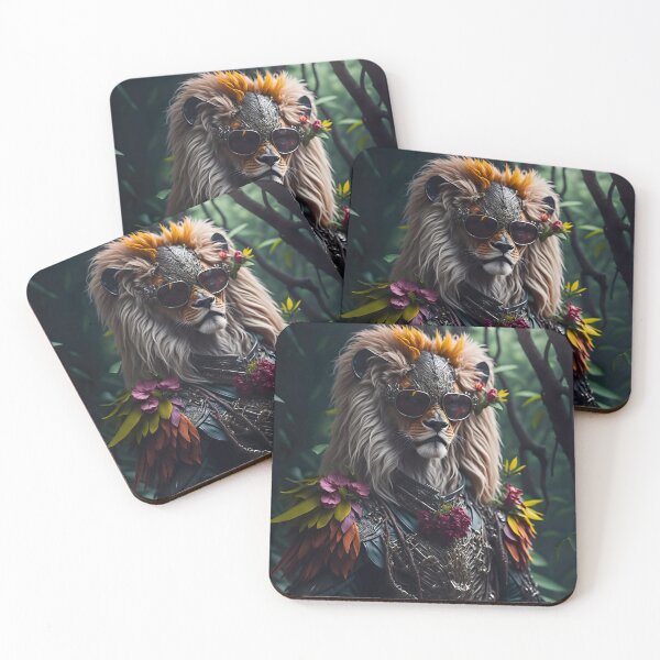 Item preview, Whimsical Lion Pirate in the Jungle - Highly Detailed Art of a Wild Animal designed and sold by TheWhimsicalZoo.