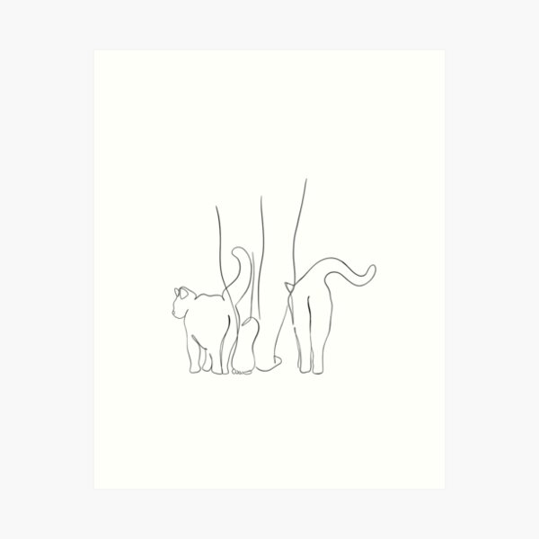 Item preview, Cats and Woman line art designed and sold by Tinteria.