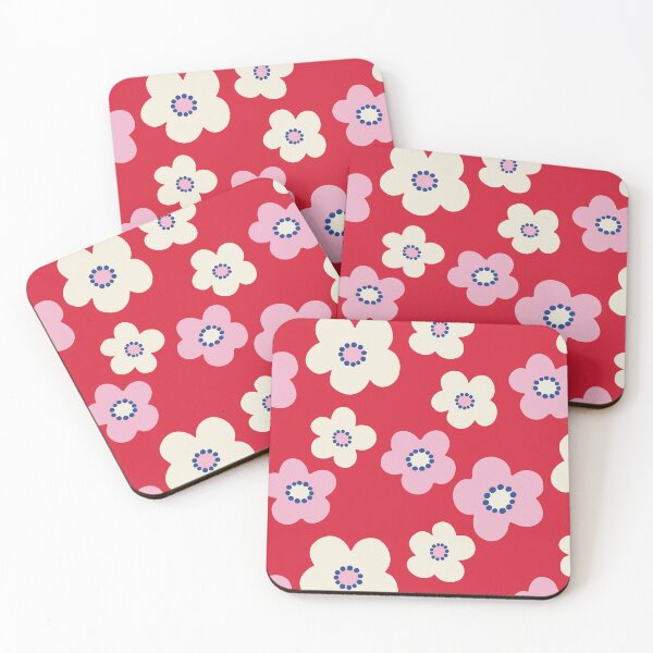 Item preview, Happy bold abstract flowers white pink blue designed and sold by Colorblizz.