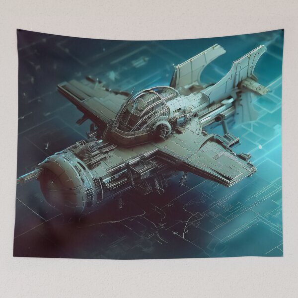 Item preview, Blueprint tiny steampunk spaceship 3d isometric sketch retro  designed and sold by TomFrontierArt.