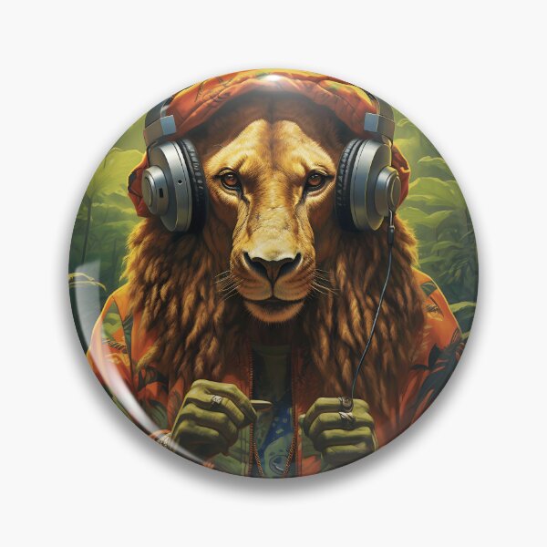 Item preview, "Royal Sounds: The Dancing Lion with Headphones in the Jungle" designed and sold by Lucienecomar.