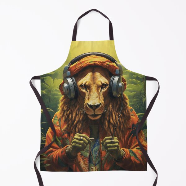 Item preview, "Royal Sounds: The Dancing Lion with Headphones in the Jungle" designed and sold by Lucienecomar.