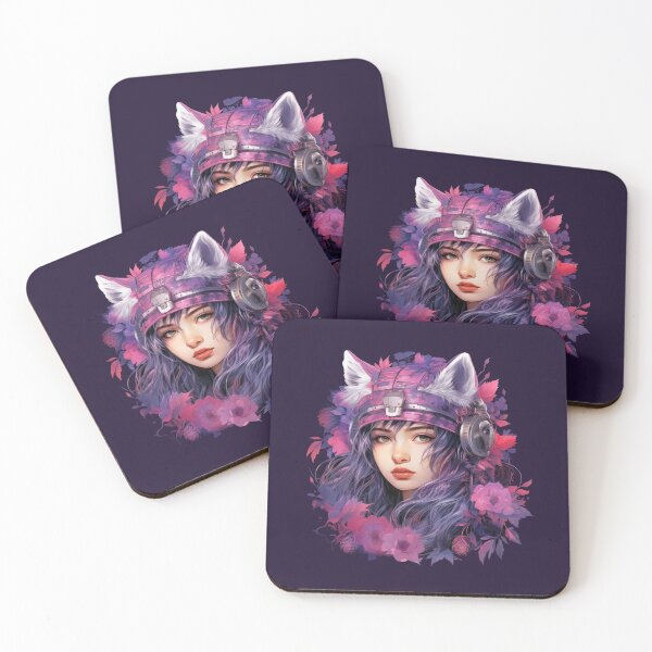 Item preview, Purple Art Girl Ears Wolf With Flowers Girls Headphones Colorful Design Art designed and sold by xenami.