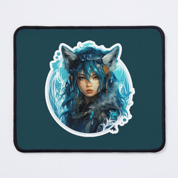 Item preview, Blue Art Girl Ears Wolf With Flowers Girls Headphones Colorful Design Art designed and sold by xenami.