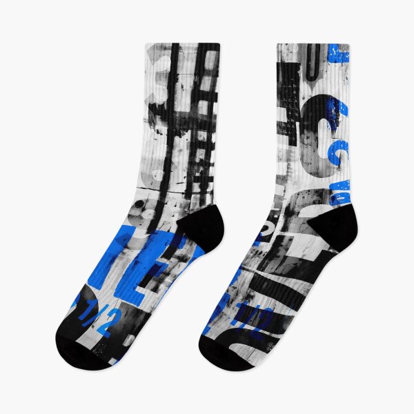 Item preview, Grunge Typo Street Art Black And White With Blue designed and sold by artsandsoul.