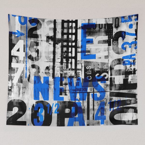 Item preview, Grunge Typo Street Art Black And White With Blue designed and sold by artsandsoul.