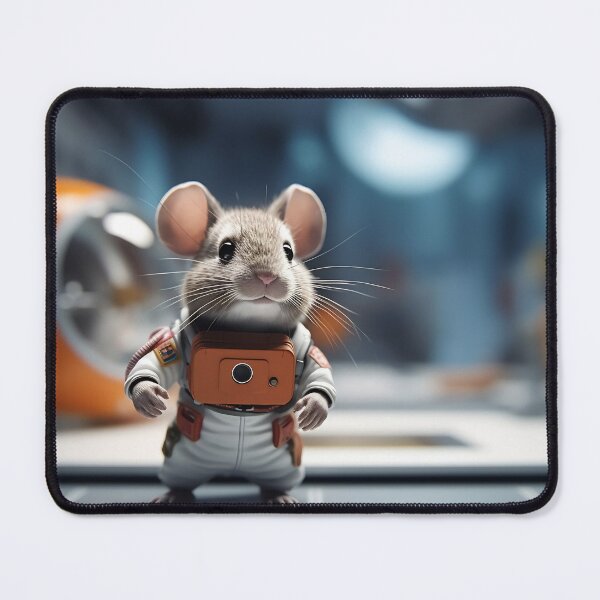 Item preview, Mouse astronaut in a space suit. Mouse with black eyes, nice, sweet animal, small nose. Colorful. Photo realistic, concept art, cinematic light. designed and sold by anytka.