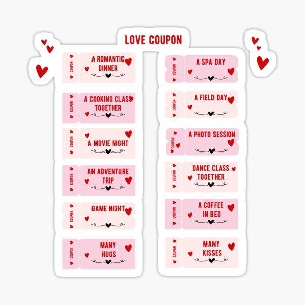 Couples CouponsRed Hearts Love  Love coupons, Love coupons for him,  Coupons for boyfriend
