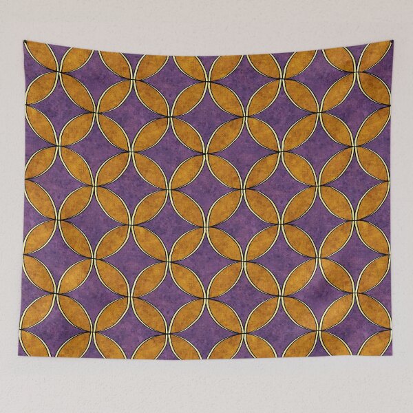 Item preview, Geometric circles retro pattern, gold yellow and purple designed and sold by NadiaChevrel.