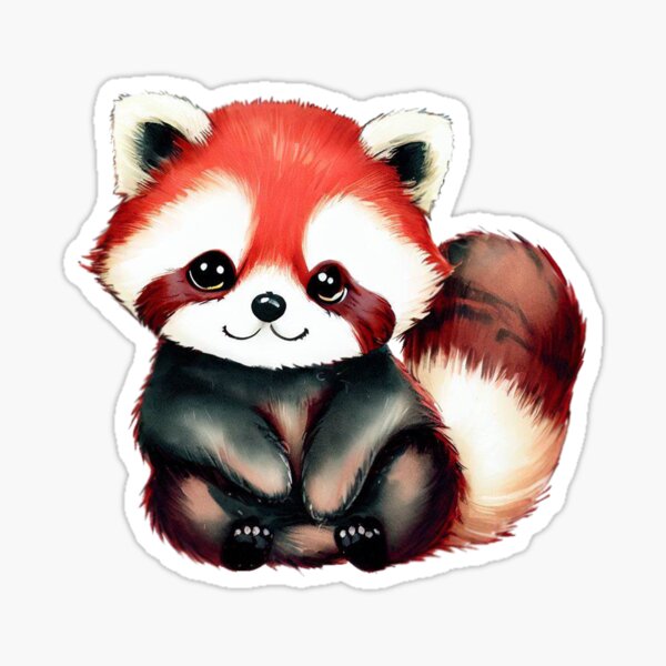 Cute Red Panda Drinking Cup of Black Coffee 2 Sticker for Sale by  eyestetix