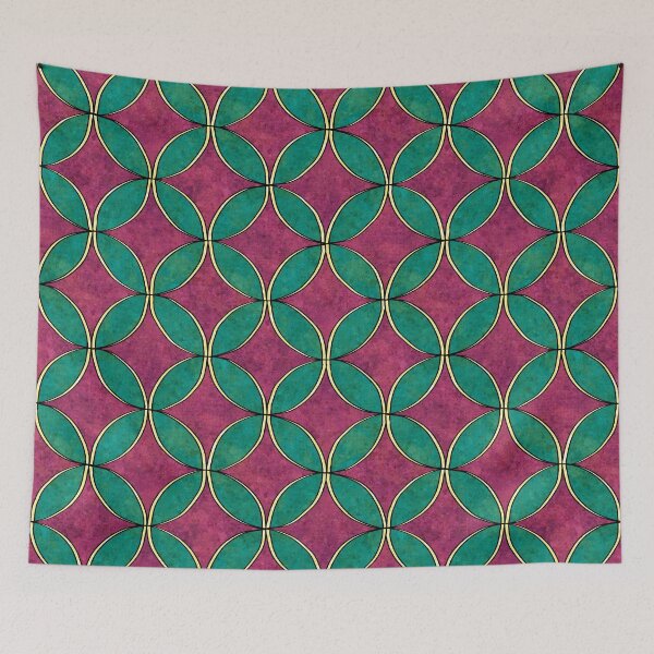 Item preview, Bright geometric petals shapes pattern, hot pink and green designed and sold by NadiaChevrel.